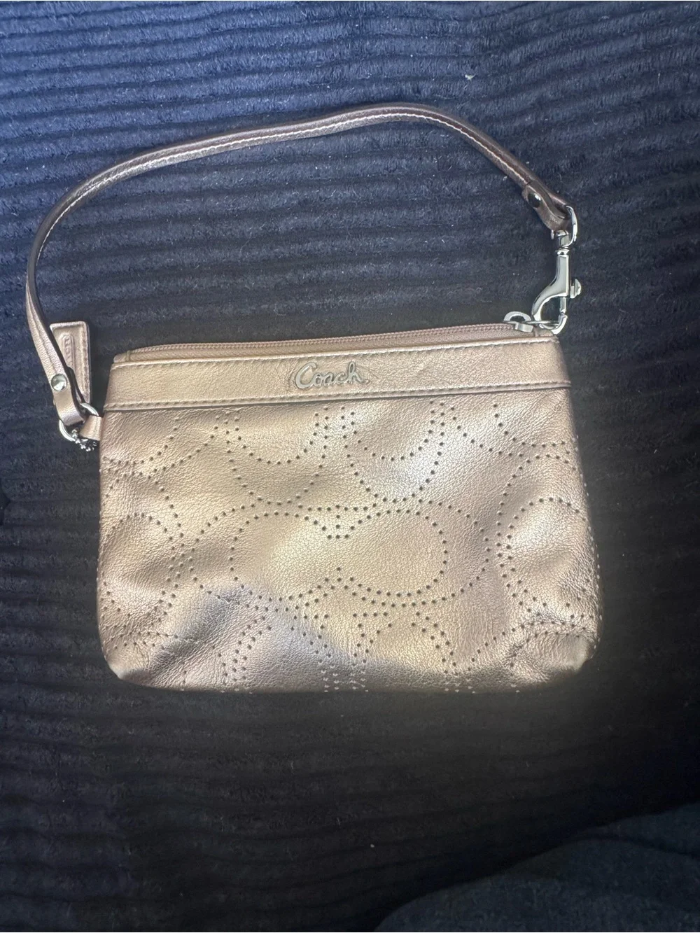 Coach Metallic Gold Perforated Wristlet